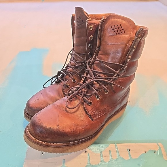 VTG Herman Survivors 9D Moc Toe Brown Vibram Work Boots USA -20F Insulated 70s - Picture 1 of 16